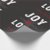 喜び及び愛原稿のクリスマスの休日のカスタムの文字 ラッピングペーパー (角)