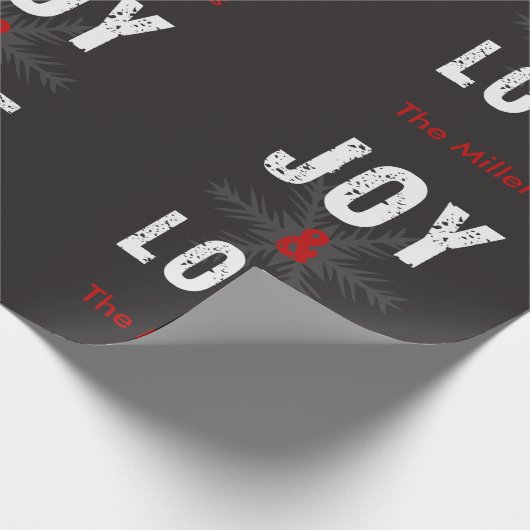 喜び及び愛原稿のクリスマスの休日のカスタムの文字 ラッピングペーパー (角)