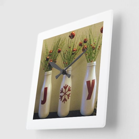 「喜び喜び喜び」クリスマス·クロック スクエア壁時計 (傾斜)