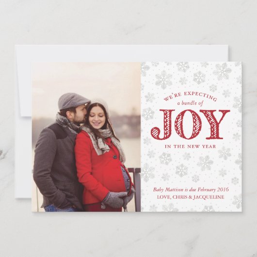 喜び妊娠の発表クリスマスを期待 シーズンカード (正面)