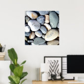 喜び希望の平和信仰の愛クリスチャンの価値の小石 ポスター (ホームオフィス)