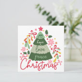 喜び希望の愛の平和クリスマスレトロ シーズンカード (スタンド正面)