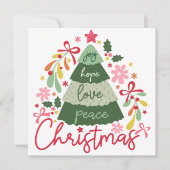 喜び希望の愛の平和クリスマスレトロ シーズンカード (正面)