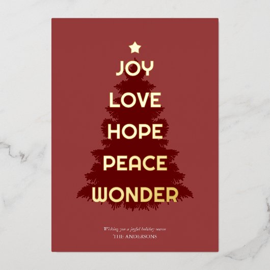 喜び希望愛の平和の不思議クリスマス 箔シーズンカード (正面)