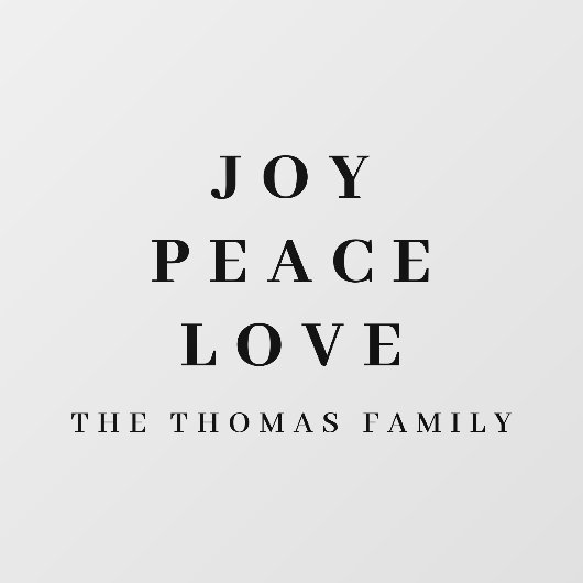 喜び平和の愛ミニマルクリスマスの家族の名前 ウィンドウサイン (シート)