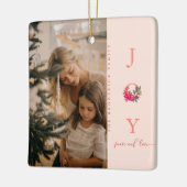 喜び平和の愛 |クリスマス・ファミリーの写真 セラミックオーナメント (左)