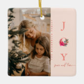 喜び平和の愛 |クリスマス・ファミリーの写真 セラミックオーナメント (正面)