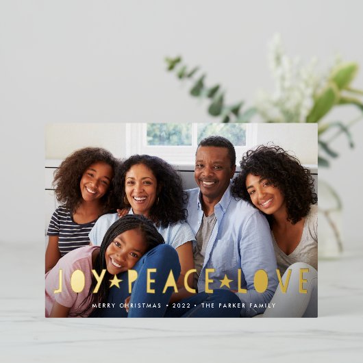 喜び平和の愛 |横向き写真 箔シーズンカード (立ち正面)