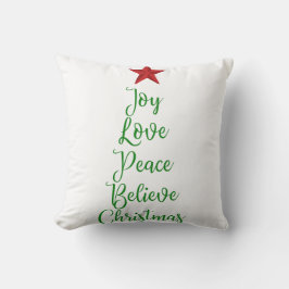 喜び愛信じ平和クリスマスツリーと赤 クッション