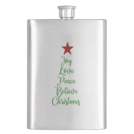 喜び愛信じ平和クリスマスツリーと赤 フラスク