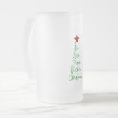 喜び愛信じ平和クリスマスツリーと赤 フロストグラスビールジョッキ (正面左)