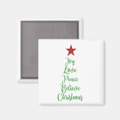 喜び愛信じ平和クリスマスツリーと赤 マグネット (正面/裏面)