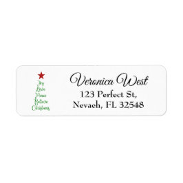 喜び愛信じ平和クリスマスツリーと赤 ラベル