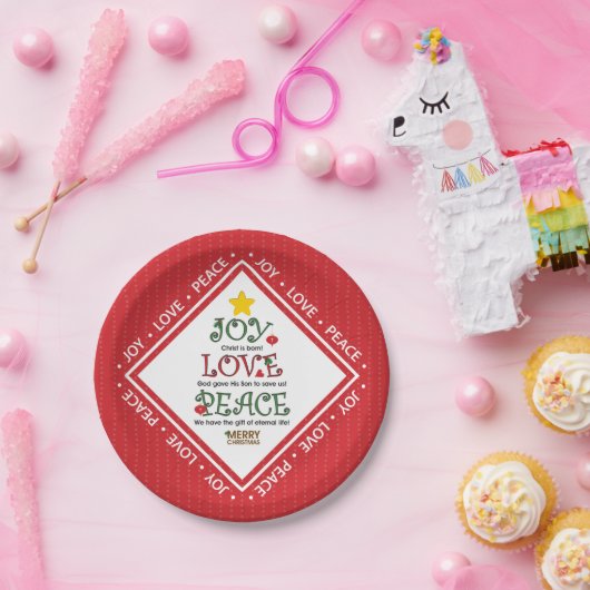 喜び愛平和クリスチャンのクリスマス ペーパープレート (パーティー)