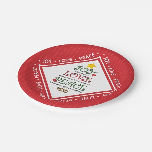 喜び愛平和クリスチャンのクリスマス ペーパープレート (アングル)