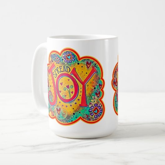 喜び感動的のインスピレーションのコーヒーマグを広げる コーヒーマグカップ (正面左)