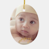 喜び手は金ゴールド2の味方された写真の休日に文字を入れました セラミックオーナメント (正面)