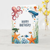 喜び溢れる水中の誕生日カード カード (黄色い花)