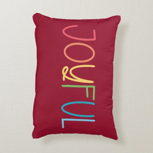 喜び赤数々の色の明るい虹のクリスマス アクセントクッション (裏面(縦))