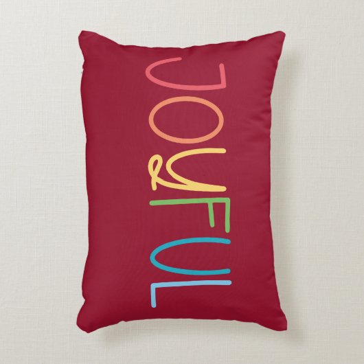 喜び赤数々の色の明るい虹のクリスマス アクセントクッション (正面(垂直))