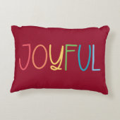 喜び赤数々の色の明るい虹のクリスマス アクセントクッション (裏面)