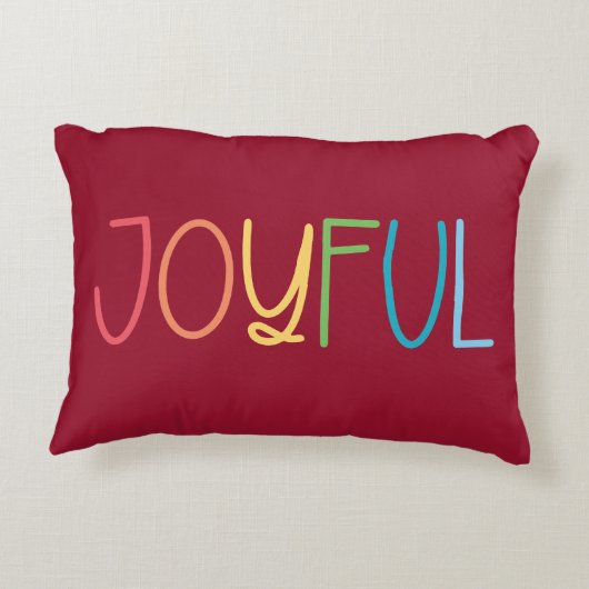 喜び赤数々の色の明るい虹のクリスマス アクセントクッション (裏面)