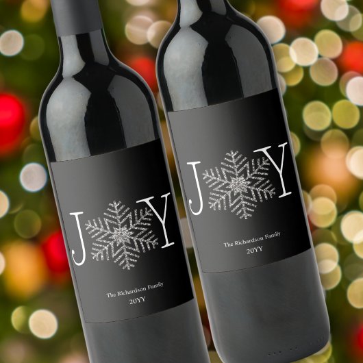 喜び輝フェイクく銀のスノーフレークの好意ギフト ワインラベル
