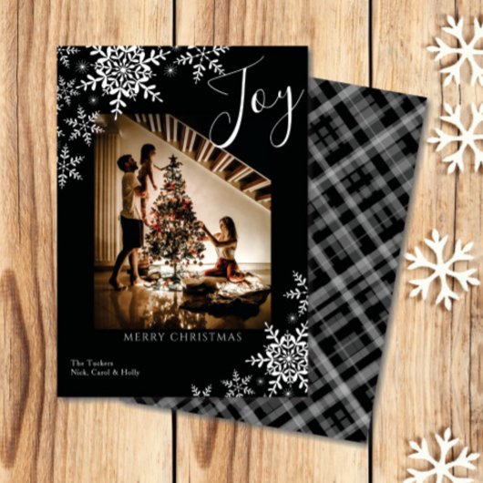 喜び雪エレガント片プレイドメリークリスマスフォト シーズンカード
