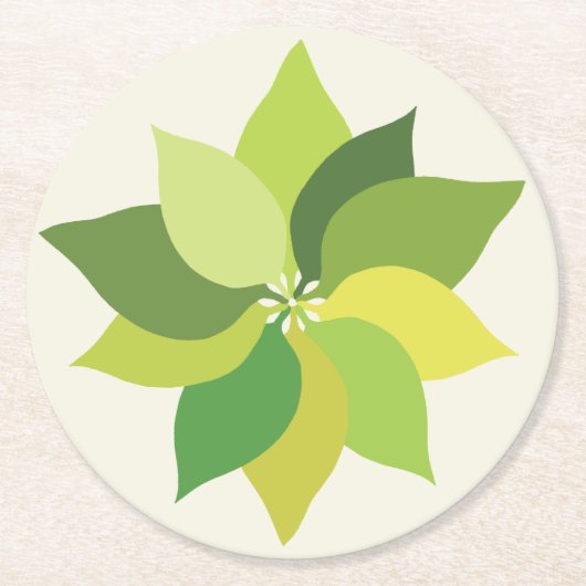 喜び顔葉の ラウンドペーパーコースター (正面)