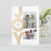 喜び2つの写真クリスマスフェイク金ゴールド斑点モダン シーズンカード (スタンド正面)