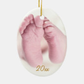 喜び2の写真の金ゴールド手の教養がある原稿のクリスマス セラミックオーナメント (裏面)