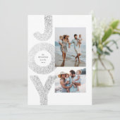 喜び2枚の写真クリスマスフェイク銀の斑点モダン シーズンカード (スタンド正面)