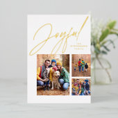 喜び3写真赤金ゴールド家族クリスマス 箔シーズンカード (立ち正面)