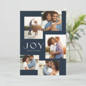 喜び5つの写真コラージュの海軍モダンクリスマス シーズンカード (スタンド正面)