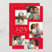 喜び5つの写真コラージュ赤モダンいクリスマス シーズンカード (正面/裏面)