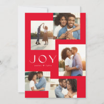 喜び5つの写真コラージュ赤モダンいクリスマス