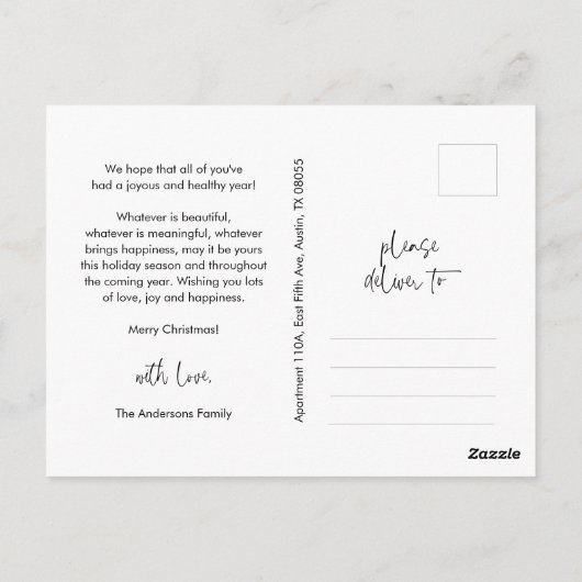 喜び，あいさつ，家族の写真，笑顔のスクリプト ポストカード (裏面)