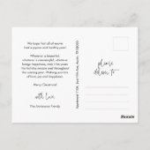 喜び、あいさつ、家族の写真、笑顔のスクリプト ポストカード (裏面)