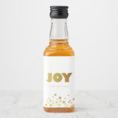 喜び |おもしろいクリスマスホワイト&金ゴールドミニ リキュールボトルラベル (正面)