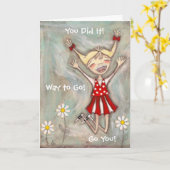 喜び-お祝いカードのために跳んで下さい カード (黄色い花)