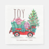 喜び。かわいいクリスマスツリーとボックスの冬の休日 スタンダードランチョンナプキン (正面)