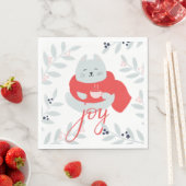 喜び。かわいいクリスマス猫/冬の休暇動物 スタンダードランチョンナプキン (インサイチュ)