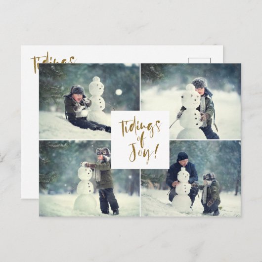 喜び|の多数の写真のコラージュのクリスマスのTiding インビテーションポストカード (正面/裏面)
