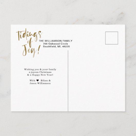 喜び|の多数の写真のコラージュのクリスマスのTiding インビテーションポストカード (裏面)