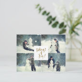 喜び|の多数の写真のコラージュのクリスマスのTiding インビテーションポストカード (スタンド正面)