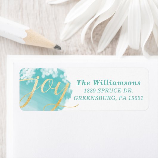 喜び |アクア芸術的ブルー水彩画絵を描線 ラベル (インサイチュ)