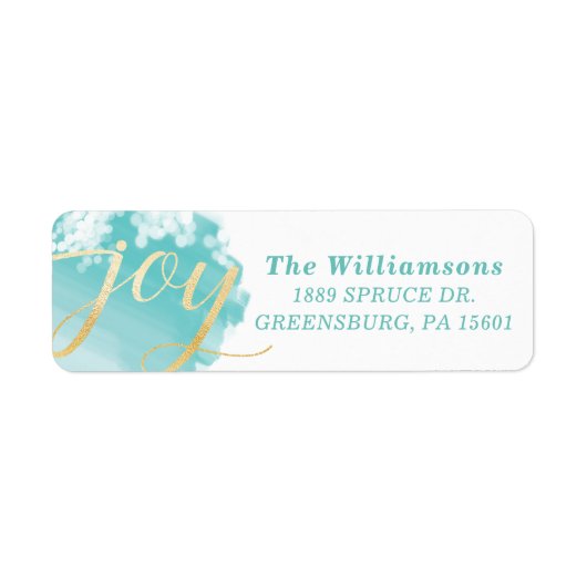 喜び |アクア芸術的ブルー水彩画絵を描線 ラベル (正面)