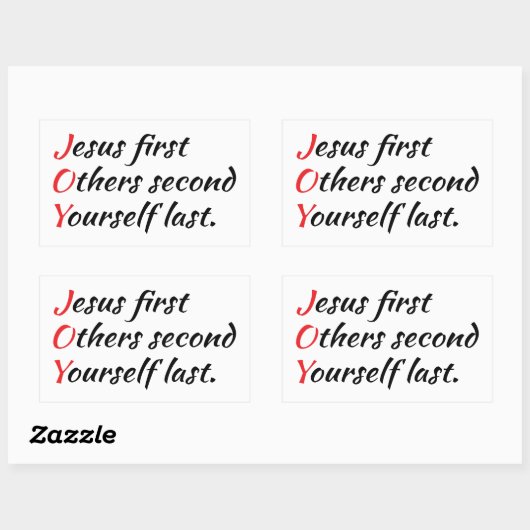 喜び – イエス第一、他の人々第二、あなた自身の最後。 長方形シール (シート)