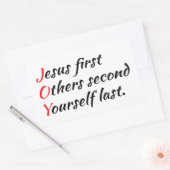 喜び – イエス第一、他の人々第二、あなた自身の最後。 長方形シール (封筒)