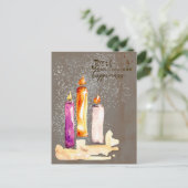 喜び！キャンドルのトリオ　水彩の輝き シーズンポストカード (スタンド正面)